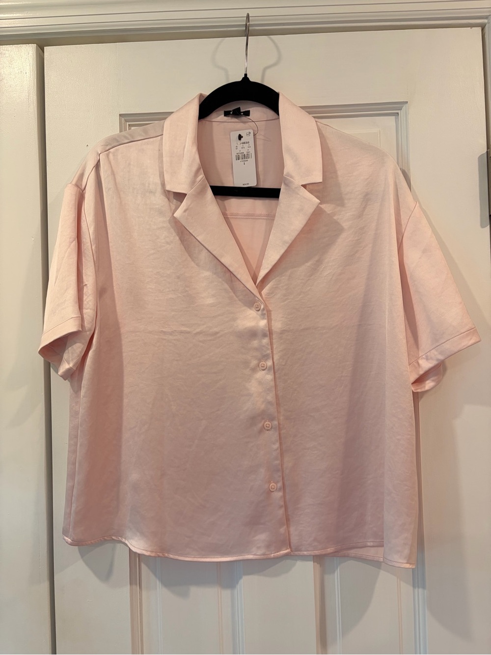 Express Pale Pink Short-Sleeve Button-Front Camp Collar Shirt